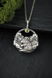 Mouse silver necklace Oak leaves pendant Nature forest jewelry