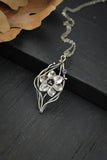 Daffodil necklace Sterling silver botanical jewelry Floral necklace