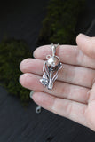 Silver Mushroom necklace Botanical jewelry Woodland charm