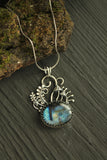 Mushroom pendant with labradorite Botanical necklace Artisan jewelry