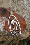 Rhodolite silver pendant with lotus flower