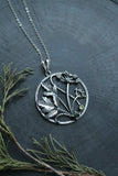 Cow Parsley jewelry Circle silver botanical necklace