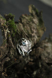 Silver leaf ring with tiny gemstone Elven engagement ring Botanical jewelry