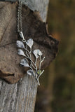 Maidenhair fern pendant Plant silver jewelry Forest necklace