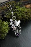 Crocus flower pendant Handmade silver jewelry