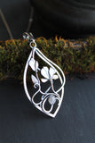 Magnolia flower pendant Handmade silver jewelry