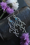 Silver twig earrings with gems