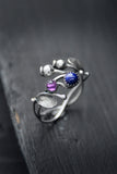Blueberry ring Botanical engagement ring Silversmithing