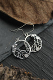 Ginkgo leaf circle earrings Plant jewelry Hand fabricated