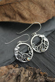 Ginkgo leaf circle earrings Plant jewelry Hand fabricated
