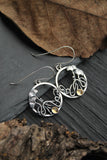 Ginkgo leaf circle earrings Plant jewelry Hand fabricated