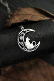 Moon cat pendant Silversmithing necklace