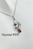 Tutorial silversmith Mushrooms necklace tutorial Copplex silver soldering PDF file cabochon setting Diy project Jewelry tutorial