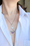 Amethyst lotus pendant Floral jewelry