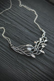 Willow necklace Silver botanical pendant Twig jewelry Elven style