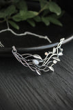 Willow necklace Silver botanical pendant Twig jewelry Elven style