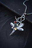 Autumn berries pendant Handgrafted jewelry Silversmithing