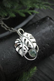 Monstera leaf pendant wih agate moss Plant jewelry