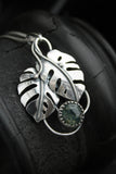 Monstera leaf pendant wih agate moss Plant jewelry
