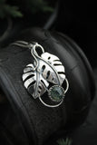 Monstera leaf pendant wih agate moss Plant jewelry