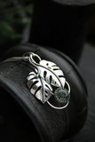 Monstera leaf pendant wih agate moss Plant jewelry
