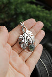 Monstera leaf pendant wih agate moss Plant jewelry