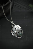 Monstera leaf pendant wih agate moss Plant jewelry