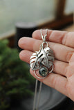 Monstera leaf pendant wih agate moss Plant jewelry
