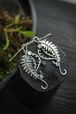 Fern earrings Elven jewelry Botanical earrings Silversmithing