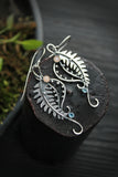 Fern earrings Elven jewelry Botanical earrings Silversmithing