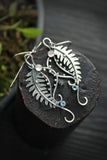 Fern earrings Elven jewelry Botanical earrings Silversmithing