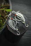 Fern earrings Elven jewelry Botanical earrings Silversmithing