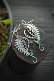 Fern earrings Elven jewelry Botanical earrings Silversmithing