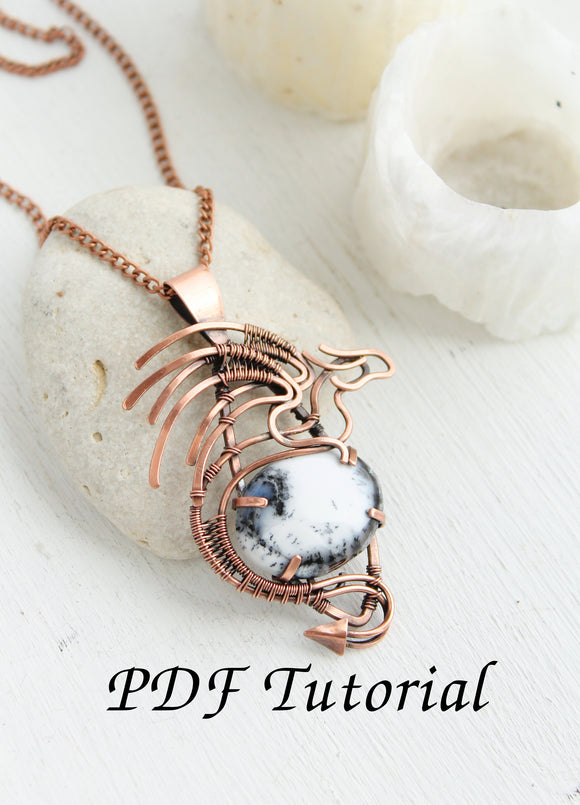 Wire tutorial Pendant Dragon Copper soldering DIY project Wire wrapping Jewelry Tutorial Wire wrapped pendant Handmade Cabochon setting