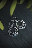 Ginkgo leaf circle earrings Plant jewelry Hand fabricated