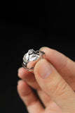 Silver leaf ring with tiny gemstone Elven engagement ring Botanical jewelry