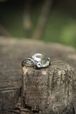 Silver leaf ring with tiny gemstone Elven engagement ring Botanical jewelry