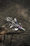 Blueberry brooch Botanical jewelry Silversmithing