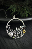 Pumpkins silver pendant Hand fabricated jewelry