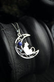 Moon cat pendant Silversmithing necklace