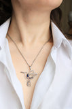 Hummingbird silver pendant Hand fabricated jewelry