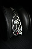 Rhodolite silver pendant with lotus flower
