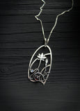 Rhodolite silver pendant with lotus flower