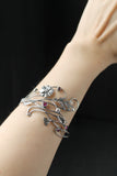 Poppy silver bracelet adjustable botanical bangle