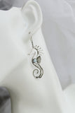 Seahorse silver earrings with topaz