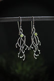 Silver twig earrings with gems