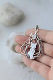 Kitsune fox pendant Hand fabricated jewelry