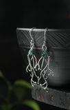 Silver twig earrings with gems