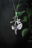 Violet flower pendant Hand fabricated jewelry