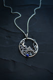 Moon rabbit pendant Artisan silver jewelry